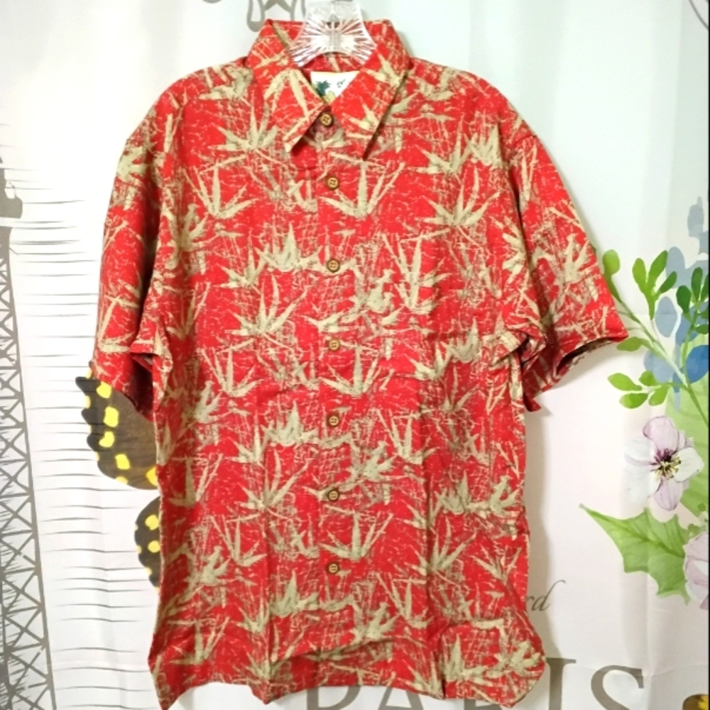 NWOT Vintage Ron Chereskin Hawaiian Shirt Mens Red Button Down Floral Pattern XL